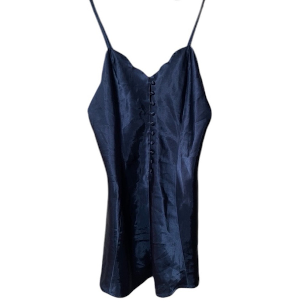 80’s VINTAGE LINGERIE & CO. Women’s Navy Button Up Slip Size XXL - Picture 1 of 7